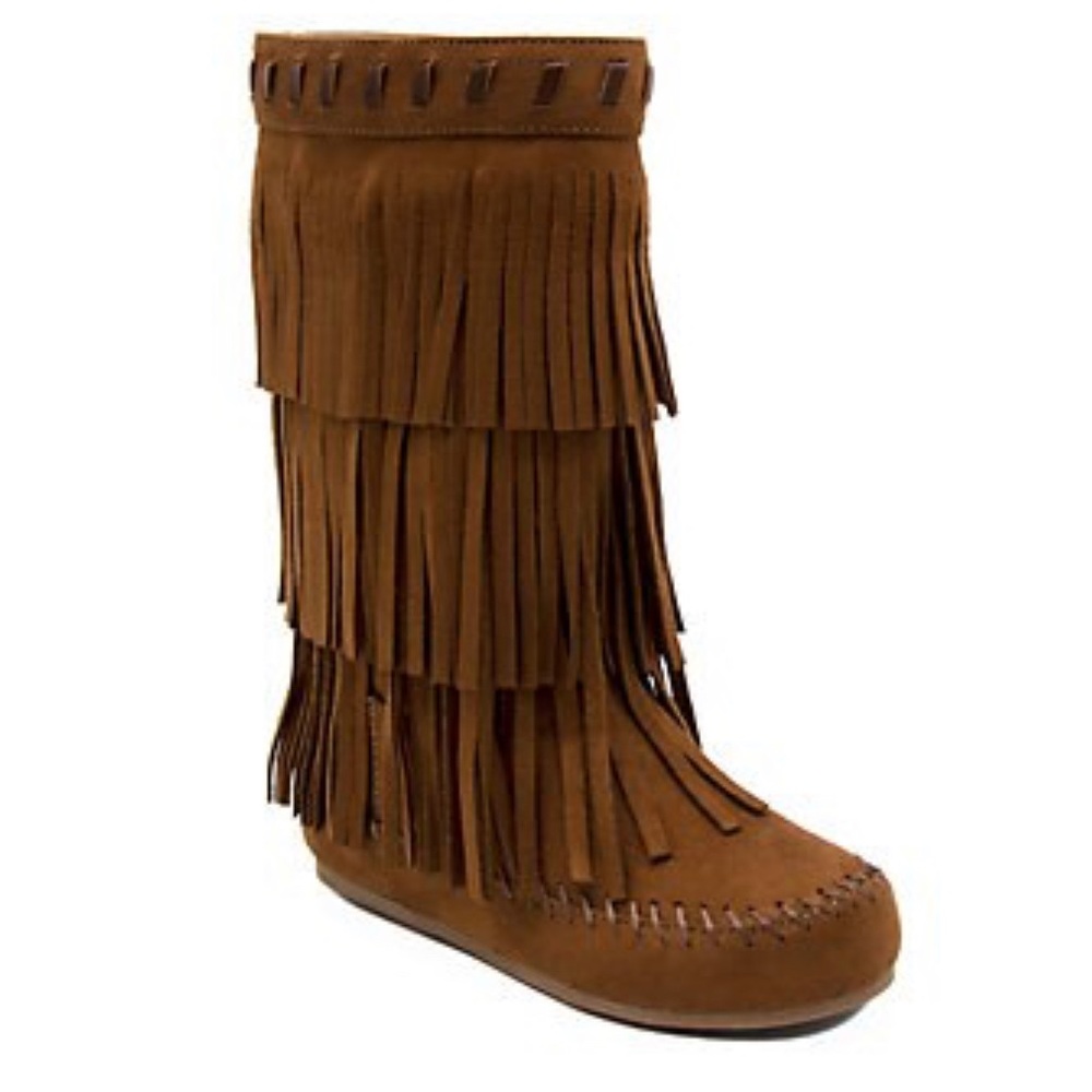 NEW BOHO Fringe boots nutmeg color